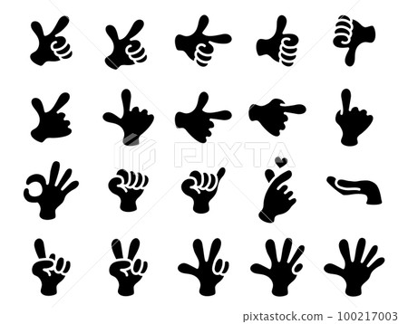 Hand sign icon set_black solid Hand sign icon set_black solid 100217003