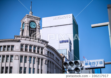 東京城市景觀，日本 3.11，下午 2:46。東日本大地震 12 週年。銀座的沉默=第11名 100217917