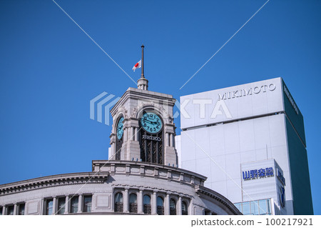 東京城市景觀，日本 3.11，下午 2:46。東日本大地震 12 週年。銀座的沉默=第11名 100217921