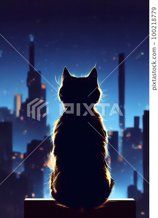 cat, city, night 100218779