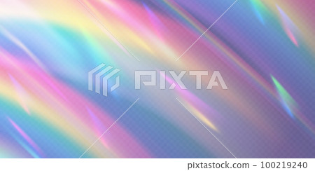 Rainbow light prism effect, transparent blue background. Hologram reflection, crystal flare leak shadow overlay. Vector illustration of abstract blurred iridescent light backdrop. Rainbow light prism effect, transparent blue background. Hologram reflection, crystal flare leak shadow overlay. Vector illustration of abstract blurred iridescent light backdrop. 100219240
