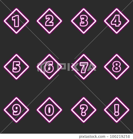 purple rhombus neon numbers set purple rhombus neon numbers set 100219258