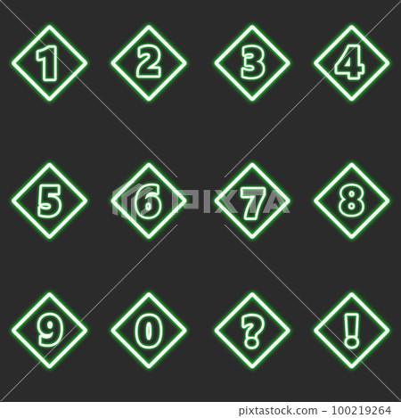 Green rhombus neon numbers set Green rhombus neon numbers set 100219264