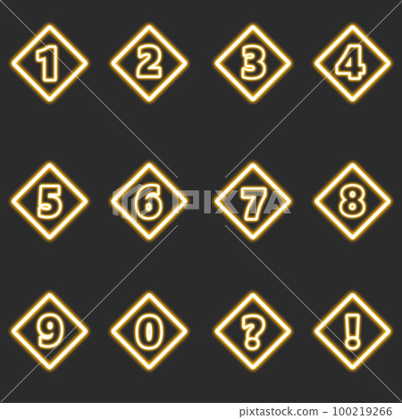 yellow rhombus neon numbers set 100219266