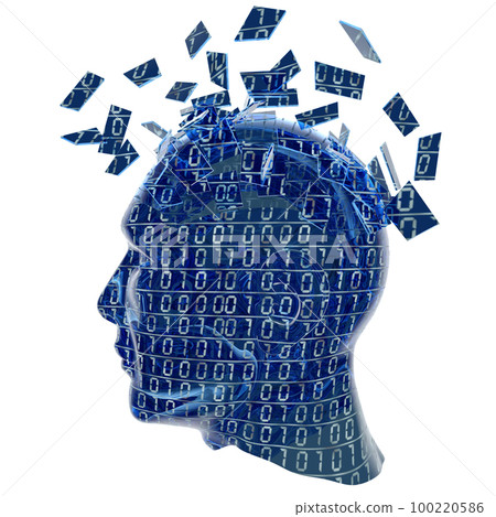 Artificial intelligence concept with a head made of binary code 100220586