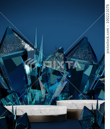 Blue Abstract geometric background, japanese style podium blue concept . Blue Abstract geometric background, japanese style podium blue concept . 100221076