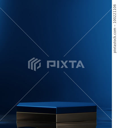 Blue Abstract geometric background, japanese style podium blue concept . 100221106