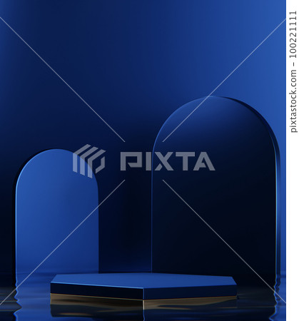 Blue Abstract geometric background, japanese style podium blue concept . 100221111