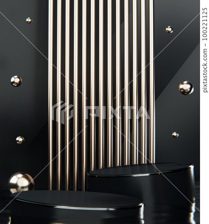 Fashion product background and stand black podium display with blank backdrops. Fashion product background and stand black podium display with blank backdrops. 100221125