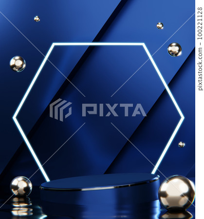 Blue Abstract geometric background, japanese style podium blue concept . Blue Abstract geometric background, japanese style podium blue concept . 100221128