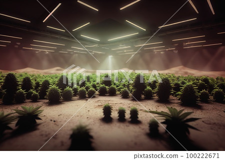 Marijuana farm. Martian Cannabis plant in curative cannabis weed farm for medical cannabis product . The indoor agriculture farm on Mars Marijuana farm. Martian Cannabis plant in curative cannabis weed farm for medical cannabis product . The indoor agriculture farm on Mars 100222671