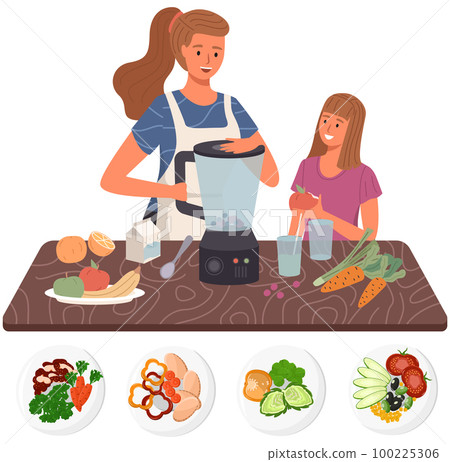 People cooking vegetarian meals. Proper nutrition, healthy lifestyle and vegetarianism 100225306