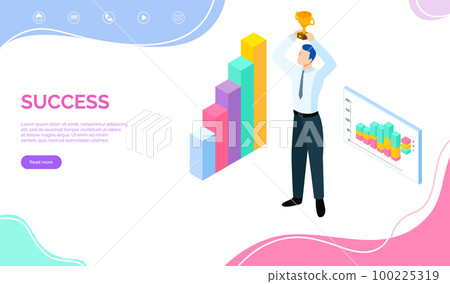 Success banner. Winner vision, reaching the goal, business target. Successful teamwork strategy 100225319