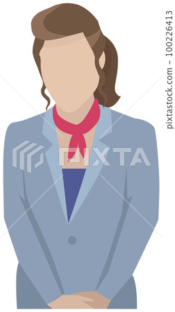 Businesswoman wearing gray jacket and tie. Vector illustration of woman in an office outfit isolated 100226413