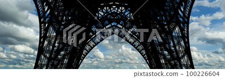 Eiffel Tower against the background of a beautiful sky with clouds. Paris, France Eiffel Tower against the background of a beautiful sky with clouds. Paris, France 100226604