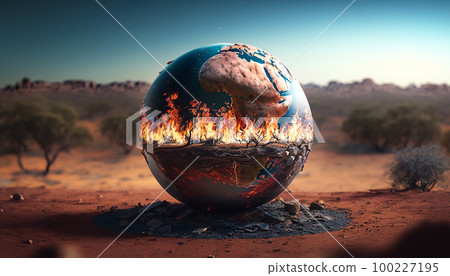 earth planet with forest fires and flames .environmental disaster in Australia.Generative Ai earth planet with forest fires and flames .environmental disaster in Australia.Generative Ai 100227195