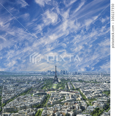 Paris skyline (cloudy summer day) , France Paris skyline (cloudy summer day) , France 100227350