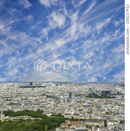 Paris skyline (cloudy summer day) , France Paris skyline (cloudy summer day) , France 100227412