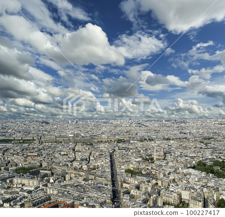 Paris skyline (cloudy summer day) , France Paris skyline (cloudy summer day) , France 100227417
