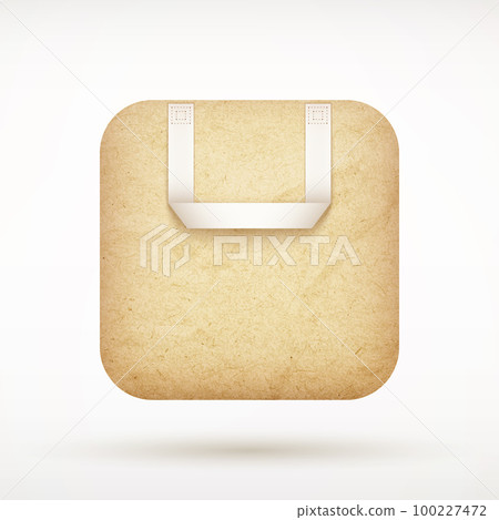recycled paper shopping bag app icon on rounded corner square 100227472
