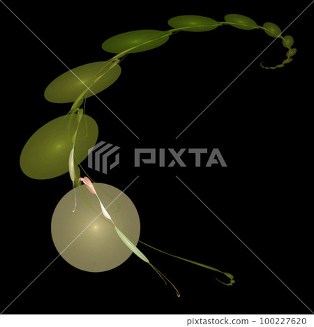 yellow and green abstract drawing on a black background, color digital graphics, design 100227620