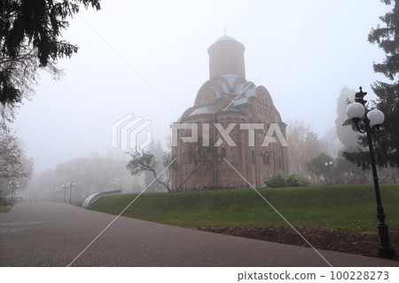 Saint Paraskevi's Church in foggy morning, Chernihiv city, autumn atmosphere Saint Paraskevi's Church in foggy morning, Chernihiv city, autumn atmosphere 100228273