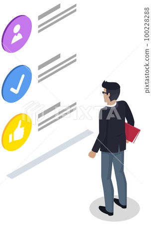 Guy makes notes in clipboard and studies program, social network. Employee works with data Guy makes notes in clipboard and studies program, social network. Employee works with data 100228288