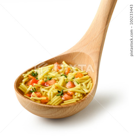noodles and vegetable soup 100233443