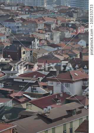 high angle view of residences buildings in Istanbul city 100233733