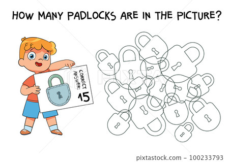 Count how many padlocks are hidden in the picture. How many items are in picture. Educational game for children Count how many padlocks are hidden in the picture. How many items are in picture. Educational game for children 100233793