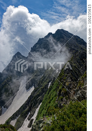 Mt. Maehotaka with clouds seen from Tsuriridge Mt. Maehotaka with clouds seen from Tsuriridge 100235615