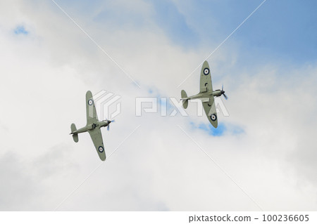 Royal Air Force Spitfire and Hurricane fighters 100236605