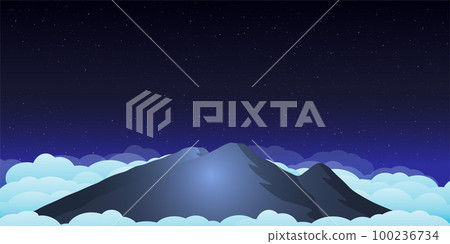 peaceful beautiful night over prau mountains with ocean of clouds, Use as landscape background or wallpaper. peaceful beautiful night over prau mountains with ocean of clouds, Use as landscape background or wallpaper. 100236734