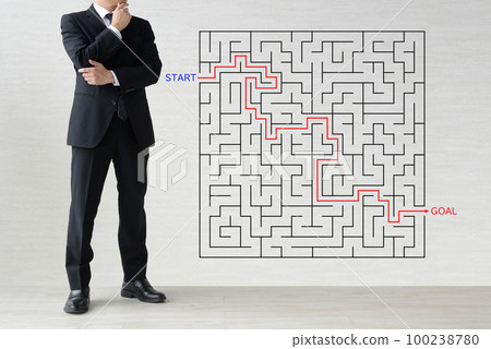 Businessman thinking with a maze 100238780