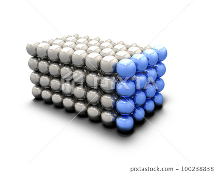 具有許多具有金屬光澤的排列球體的立方結構。 100238838