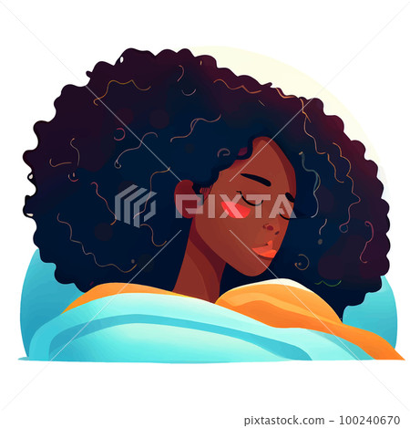 vector illustration of african woman sleep at cozy bed isolate vector illustration of african woman sleep at cozy bed isolate 100240670