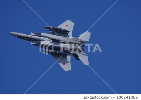 航空自衛隊侵略者部隊的F-15在航空節上進行機動飛行 100241069
