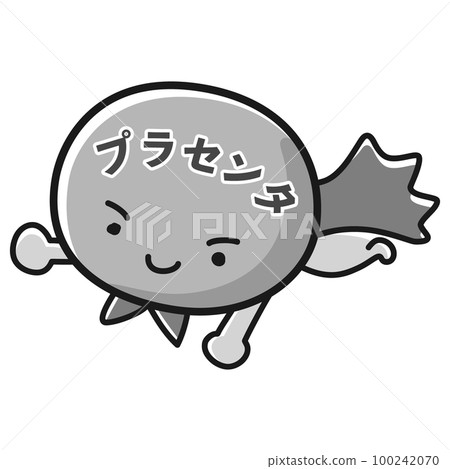 胎盤英雄人物插圖（黑白） 100242070