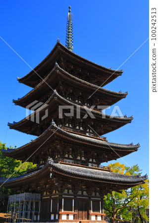[奈良縣]晴天的興福寺（五層寶塔） 100242513