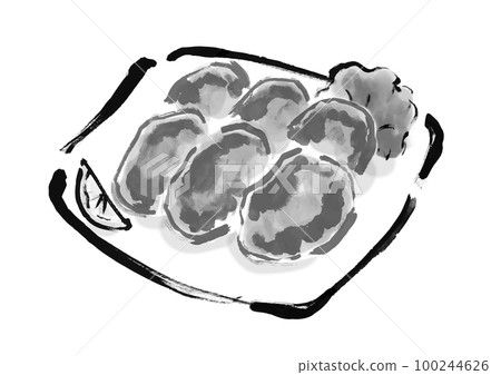 手繪日式牛舌插畫 100244626