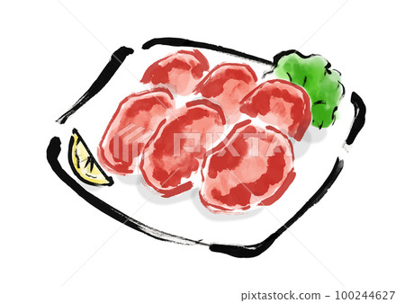 Hand drawn Japanese style illustration of beef tongue 100244627