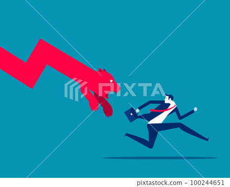 Run away from Bear market. Bearish markets vector illustration Run away from Bear market. Bearish markets vector illustration 100244651