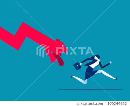 Run away from Bear market. Bearish markets vector illustration Run away from Bear market. Bearish markets vector illustration 100244652