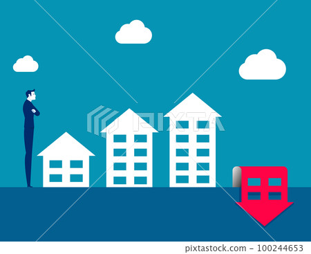 Real estate value is going down due to falling home prices. Business value vector illustration 100244653