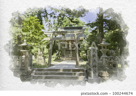 Watercolor style Amanohashidate Amanohashidate Shrine Miyazu City, Kyoto Prefecture 100244674