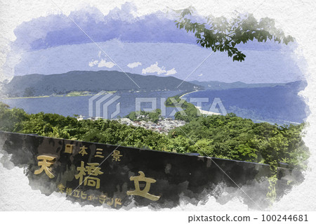 水彩風格天橋立飛龍館京都府宮津市 100244681