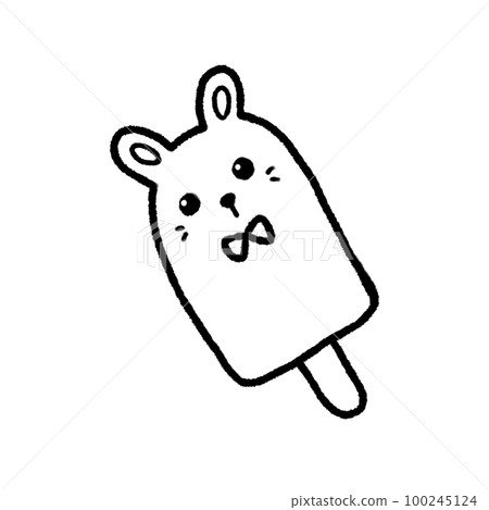 Hand-drawn Line Ice cream rabbit in doodle style 100245124
