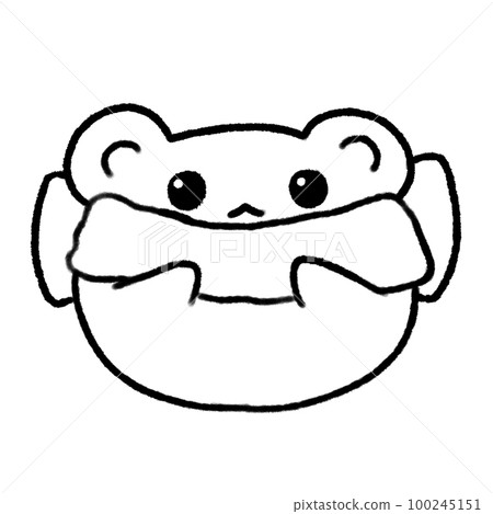 Hand-drawn Line White Bear with Blue scarf in doodle style Hand-drawn Line White Bear with Blue scarf in doodle style 100245151
