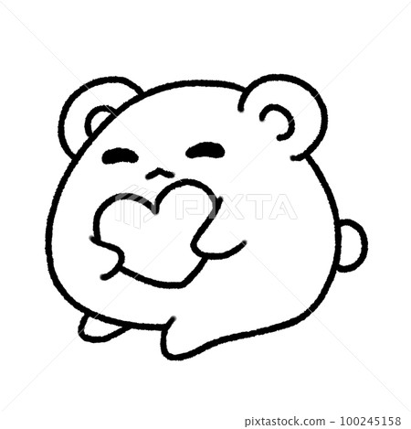 Hand-drawn Line Cute Bear hug Heart in doodle style 100245158