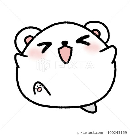 Hand-drawn Cute White Bear feel happy in doodle style 100245169